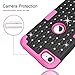 Hocase iPod Touch 7th/6th/5th Generation Case, Shockproof Heavy Duty Silicone Rubber+Hard Plastic Glitter Protective Case for iPod model A2178, A1574, A1509, A1421 - Black/Deep Pink