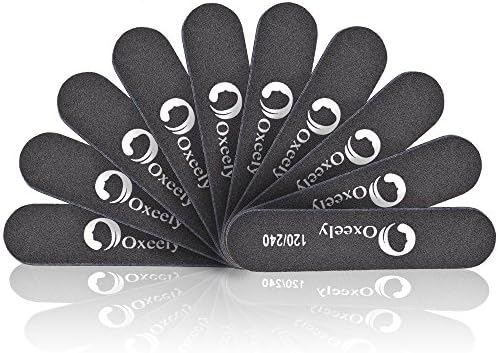 Oxeely 10Pcs Double Sided 120/240 Grit Washable Nail Files Emery Board For Home or Professional Manicure Pedicure