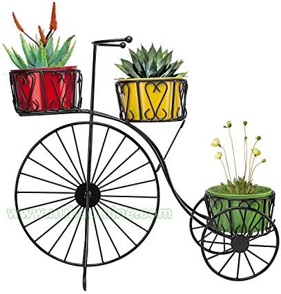 Nuha Cycle Style Stand with 3 Metal Pot (Black)