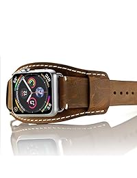 Correa de reloj para Apple de LoveBlue, correa de cuero para reloj Apple, cuero auténtico, pulsera para reloj, correa con adaptador para Apple Watch, marrón, cuero (38mm Crazy Horse Leather Brown)