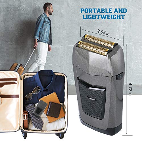 BESTBOMG 2 in 1 Electric Razor for Men Waterproof Men\'s Professional Foil Shaver Aluminum Foil Metal Cordless Shaving Kit Bald Head Shaver Barber Clipper Independent Precision Trimmer Clipper Trimmer