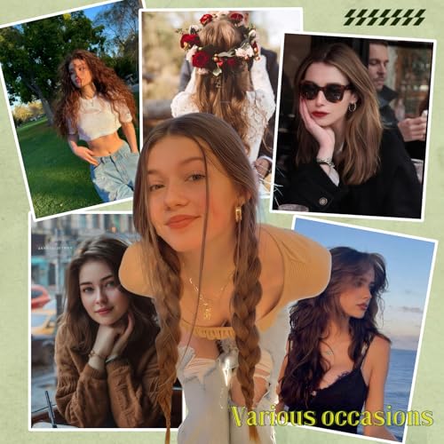 RUNATURE Keratin Hair Extensions Natural Light Brown Highlight Golden Blonde 55 cm 50 g 50s Invisibility Extensions #8P24