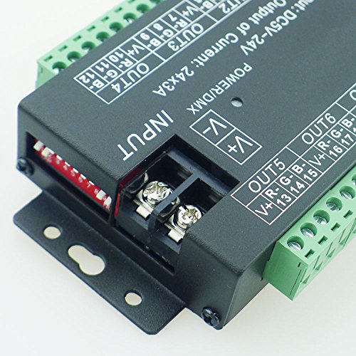 RGBSIGHT High Power 24 Channel 24CH 3A/CH 72A DMX512 Controller LED Decoder Dimmer DMX Signal For DC 5V 12V 24V Project Lighting