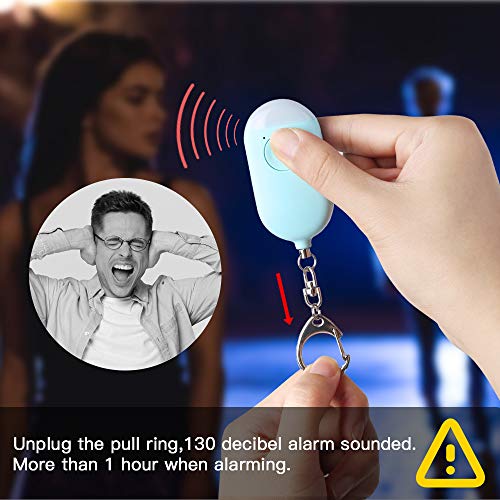 Personal Security Alarm Keychain with LED Flashlight for Women and Seniors - USB Chargable Safe Personal Scream Alarm Emergency Self Defense Alarm Safety Alert for Girls Kids and Men