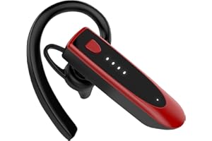 Atheewon Bluetooth Earpiece, Wireless Handsfree with Noise Cancelling Mic, 20Hrs Call Time Bluetooth 5.4 Headset, Red