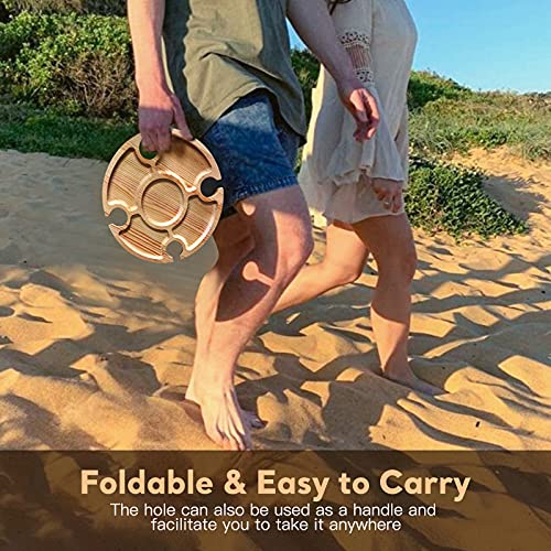 Kocuos Wooden Outdoor Folding Picnic Table with Wine Glass Holder