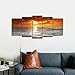 Wieco Art Grand Sight Extra Large 5 Panels Modern Landscape Artwork HD Seascape Giclee Canvas Prints Sea Beach Pictures to Photo Paintings on Canvas Wall Art for Home Decorations Wall Decor