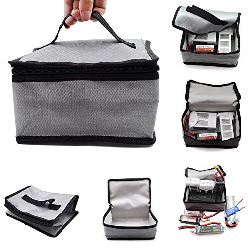 LiPo Battery Fireproof Bag, Lipo Charging Bag, Store 5-7 Batteries, for DJI MAVIC PRO Platinum SPARK Phantom 3 Phantom 4 Q500 Typhoon H RC Car Helicopter