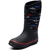 SOLARRAIN Boys' Neoprene Rubber Waterproof Sharks Snow Boots for Kids Winter Warm Lightweight Outdoor Durable Rain Boots
