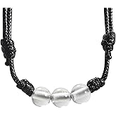Luck Strings Clear Quartz Gemstone Beads Pendant Knotted Necklace with Adjustable Wax Nylon Cord - Unisex Beaded crystal choker Men Women