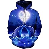 Snbidmk Novelty Dolphin Print Hoodie Animal Hoodies Sweatshirt Pullover for Men Women