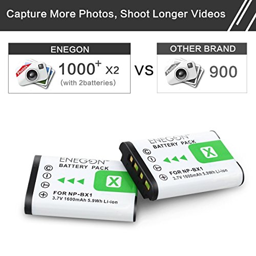 NP-BX1 ENEGON Battery (2-Pack) and Rapid Dual Charger for Sony NP-BX1, NP-BX1/M8 and Sony Cyber-shot DSC-RX100, DSC-RX100 II / III / V / IV, DSC-RX100M II, HDR-CX405