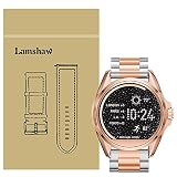 for Michael Kors Access Bradshaw Bands, Lamshaw Stainless Steel Metal Replacemet Straps for MK Access Touchscreen Bradshaw Smartwatch (Metal-Silver-Rose Gold)