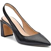 Jeimpoey Womens Slingback Chunky Heels Point-toe Pump Shoes Block Heel Summer Sandals Low-heel Party Shoes