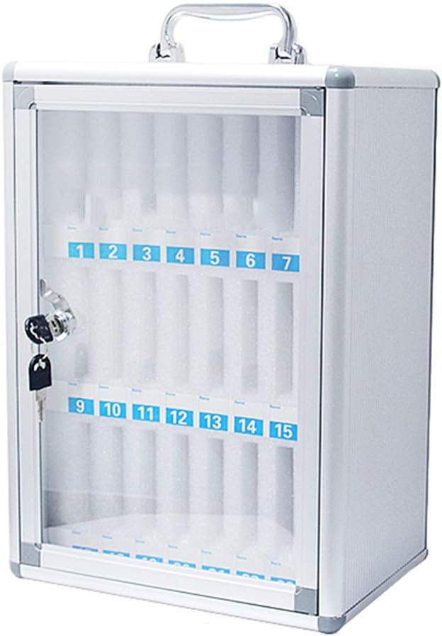 Loghot Aluminum Alloy Pocket Chart Cell Phones Storage Cabinet for Cell Phones,Wall-Mounted with a Locked,Can be Carried by Hand(24 Slots)