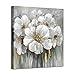ARTISTIC PATH Floral Canvas Wall Art - White Blooming Flower Picture Artwork Abstract Botanical Prints for Bathroom Bedroom
