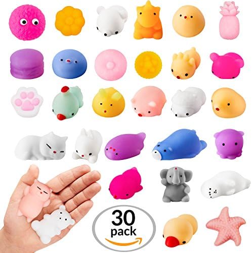 CORAL ENTERTAINMENTS Squishy 30 Animal Mochi Pack Kawaii Mini Soft Squeeze Toy,Fidget Hand Toy for Kids Gift,Stress Relief,Decoration
