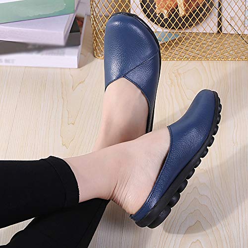 ▶HebeTop◄ Women's Rubber Sole Breathable Natural Walking Flat Loafer, Soft Bottom Shoes Light Blue - Thumbnail 6