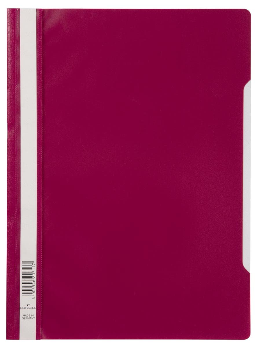 Durable 252335 Clear View Folder-Report File A4 PP, Crimson - Pack of 25, purple red