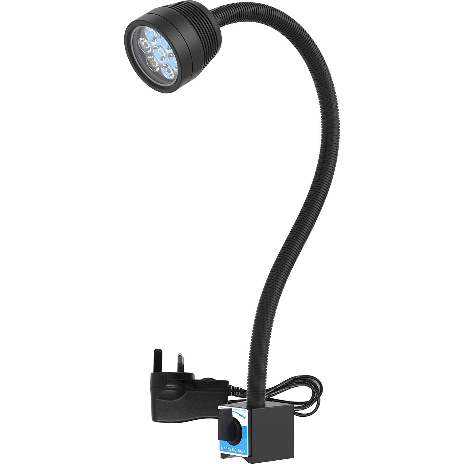 Magnetic Work Light,14W Magnetic Lamp, IP65 Water Proof Flexible Gooseneck Lamp 1400 Lumens for Lathe Milling, Drill Press, Industrial Lighting [Energy Class A+++]
