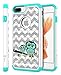 Style4U iPhone 8 Plus/iPhone 7 Plus Case, Cute Owl Shock Resistant Studded Rhinestone Crystal Bling Hybrid Armor Case Cover w/ 1 Stylus [White/Teal]
