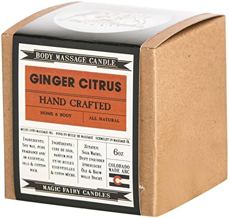 Magic Fairy Candles Ginger Citrus Soy Body Massage Candle all Natural Hand Crafted 6oz
