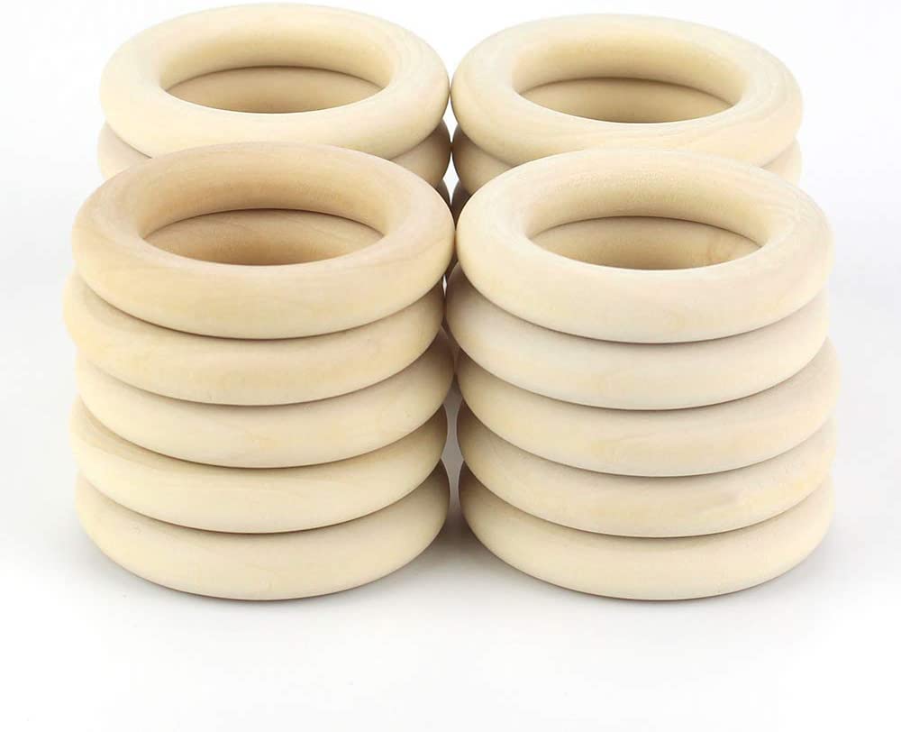 Wooden Ring, Diameter 68 mm Wooden Rings Jewellery, Pack of 5 Unfinished Smooth Wooden Hoop, Curtain Rings for Curtains, Curtain Rings, Wooden Rings