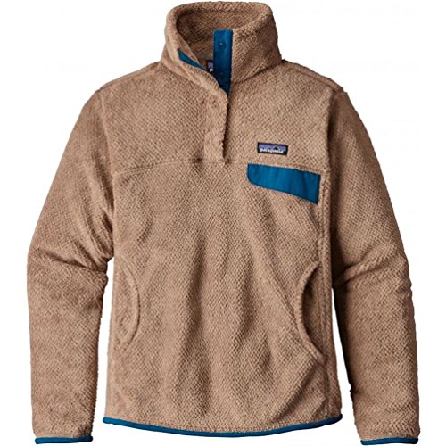 Patagonia Women's Re-tool Snap-T Fleece Pullover, Light Sesame - Bear Brown X-Dye/Big Sur Blue, Small