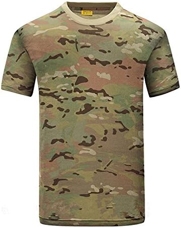 Robin Santiago Summer Cotton T-shirt, Men Military Dry Camo Camp Tees,Army Trainning Combat T Shirt CP XXL