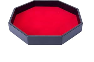 BAMBOO'S GROCERY LOKII 11.5 Inches Dice Rolling Tray, Leather Dice Tray, Felt Lined PU Leather Octagon Dice Tray (Red)