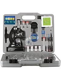 Bastidor y base de metal Amscope Kids M30 ABS KT51 120x 1200x de 6 potencias con accesorios de 52 piezas, entre el top 3 de elegidos como mejor kit de microscopio de principiante para estudiantes en 2016, recomendado por organizaciones múltiples