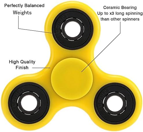 Fidget Spinner Toy &amp; Anti-Anxiety Stress Reducer by FEDOLI ✮ Best Relieves ADHD &amp; Boredom Ceramic Cube Bearing For Kid &amp; Adult ✮ Premium Quality (Yellow)