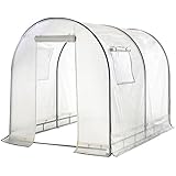 Abba Patio Walk in 8'L x 6'W x 6.6'H Greenhouse Fully Enclosed with Windows, White