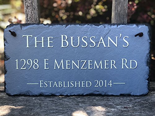 Sassy Squirrel Beautifully Handcrafted and Customizable Slate Home Address Plaque (12"x6" or 18”x8”) Personalized House Sign with and mounting Hardware. Improve The Curb Appeal of Your Property - Thumbnail 2