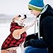 ASENKU Dog Winter Coat Fleece Thicken Dog Hoodie British Plaid Pet Jacket Warm Outfit with Removable Hat Windproof Vest for Small Medium Large Dogs, Red, Medium