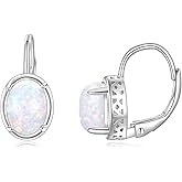 CRMAD Larimar/Opal/Turquoise/Moonstone/Rose Quartz/Malachite/Pearl/Black Onyx/Aquamarine Earrings for Women Sterling Silver Leverback Earrings Jewelry