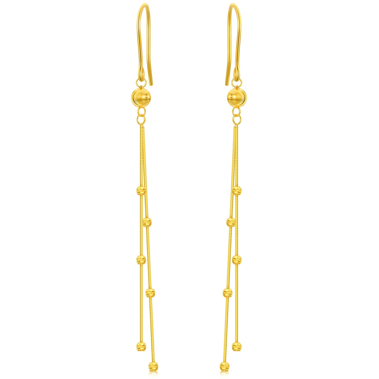 SISGEM 18 ct Gold Tassel Earrings, Solid Yellow Gold Long Chain Hook Earrings, for Women Girls Ladies Mum Sister