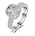 Venetia Top Grade 2.0 Carats Supreme Rectangular Emerald Cushion Cut NSCD Simulated Diamond Ring Band Set 925 Silver Platinum Plated Princess Wedding Promise Eternity