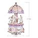 ACCOCO Carousel Music Box Luxury Color Change LED Light Luminous Rotating 3-Horse Carousel Horse Music Box Melody Carrying You from Castle in The Sky(Castle in The Sky, Purple)