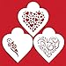 Designer Stencils Contemporary Hearts Cookie Stencils, Beige/Semi-Transparent, Fits 4