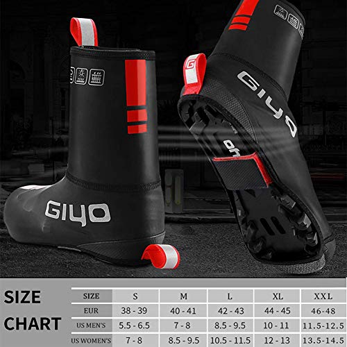 GIYO Cycling Shoe Covers Neoprene Waterproof,S-XXL Winter Proof PU Leather Thermal Warm Full Bicycle Overshoes for Men Women Road Mountain Bike Booties - Thumbnail 5