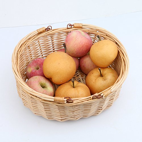 MEIEM Wicker Picnic Basket Hamper with Double Folding Handles, Oval Storage Basket with Handles. (Natural) - Thumbnail 7