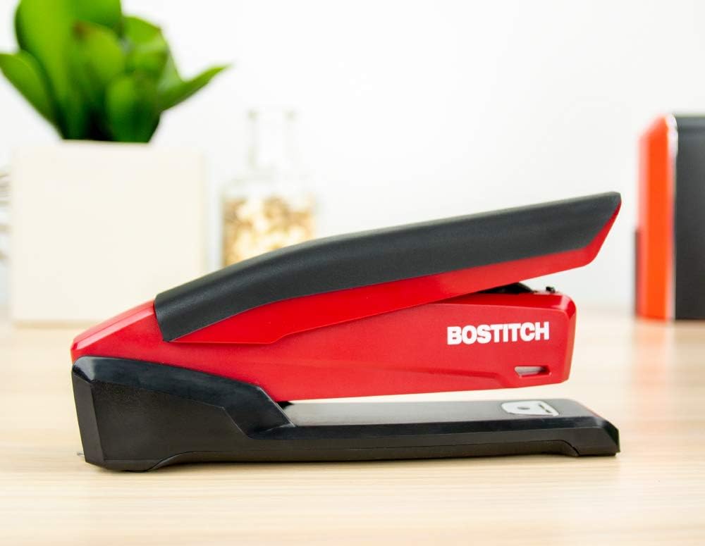 Bostitch InPower Spring-Powered Desktop Stapler, Red (1124) : Desk Staplers : Office Products