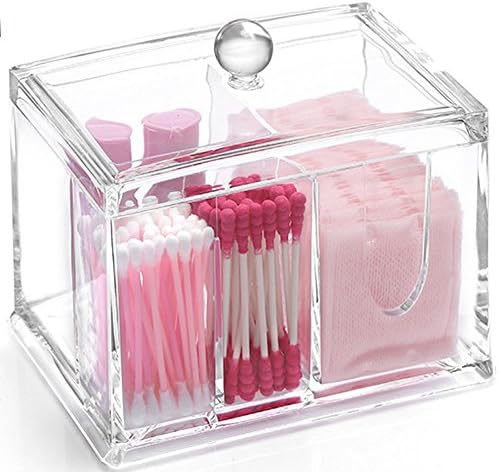 Bolife Clear Acrylic Cotton Swabs Make Up Pads Cosmetics Holder Organizer Storage Box Container For Bathroom &amp; Vanity