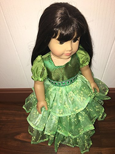 Fits American 18" Girl Doll Clothes St Patrick's Day Outfit Green Layered Skirt Sparkly Dress Clothes Only