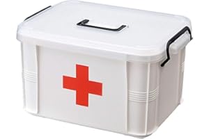 Bticx First Aid Kit Portable Emergency Box Plastic Medicine Storage Box with Buckle, Large Capacity, Classified Storage, Travel Empty Medicine Box for Home Car