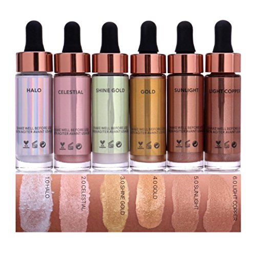 Hunputa Liquid Highlighter Make Up Highlighter Cream Concealer Metallic Shimmer Face Glow Ultra-concentrated Illuminating Bronzing (E) - Thumbnail 4