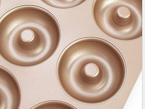 Doughnut Pan 12 Cavity Donut Baking Maker Non Stick Cake Mold Gold Carbon Steel 2.75"