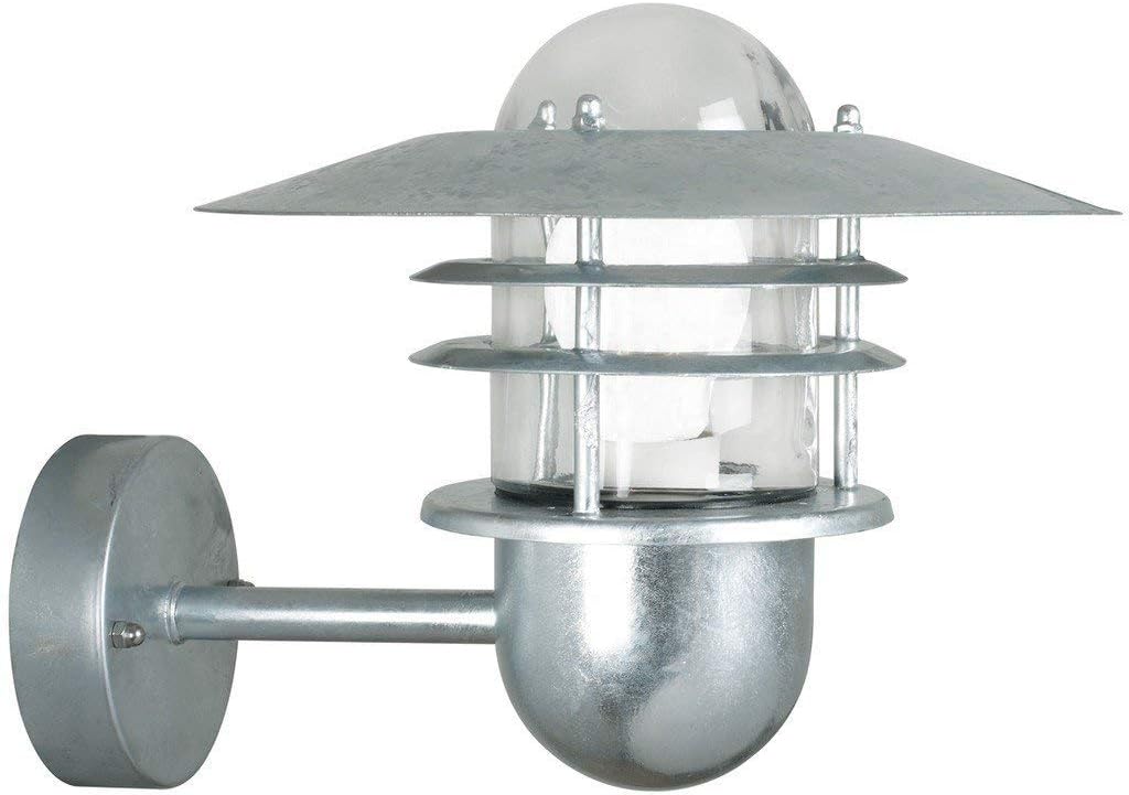 Nordlux Agger Outdoor Wall Light Silver Galvanized Steel E27 Coastal/Marine Safe - Garden, Patio, Entrance Mains Powered, IP54