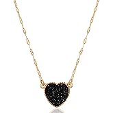 Humble Chic NY Heart Pendant Necklace for Women with Sparkly Simulated Druzy Stone - Gold, Silver, or Rose Gold Tone Chain - 16" with 3" Extender